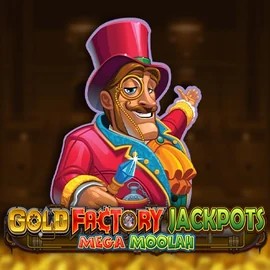 Gold Factory Jackpots Mega Moolah online game logo by Aurum Signature Studios on ritzocasino-au.com